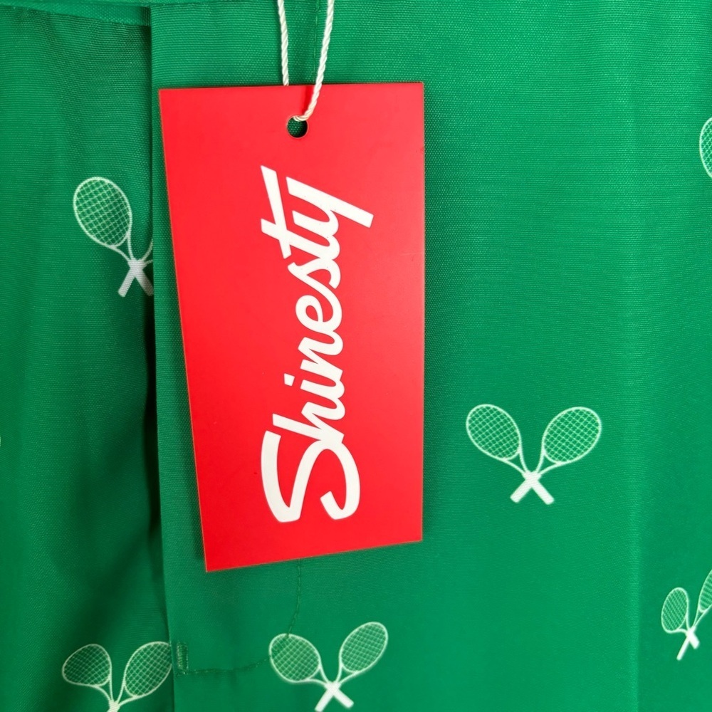 NWT Shinesty Golf Pants Green & White Tennis Racket Print Mens Sz 42 X 35 - Picture 3 of 5